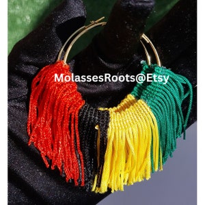 NEW!!! Black History Juneteenth Lightweight Tassel Hoop Earrings!!! Custom Item!!!