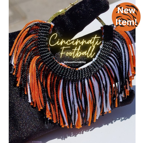 NEW!!! Cincinnati Football Lightweight Tassel Hoop Earrings!!! CUSTOM ITEM!!!