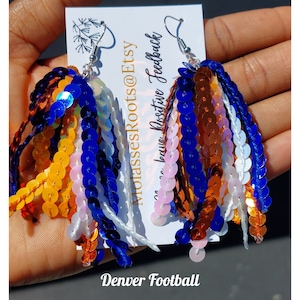 NEW!!! Denver Football Lightweight Sequin Tassel Earrings!!!