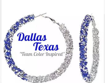 Dallas Texas Football &quot;Team Color Inspired&quot; Lightweight Split Color Custom Hoop Earrings! NOW in STOCK!!!