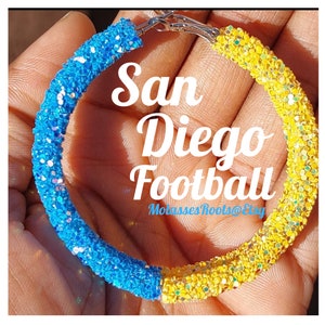 San Diego Football Lightweight &quot;Sparkle&quot; Hoop Earrings!! Custom Earrings!!!
