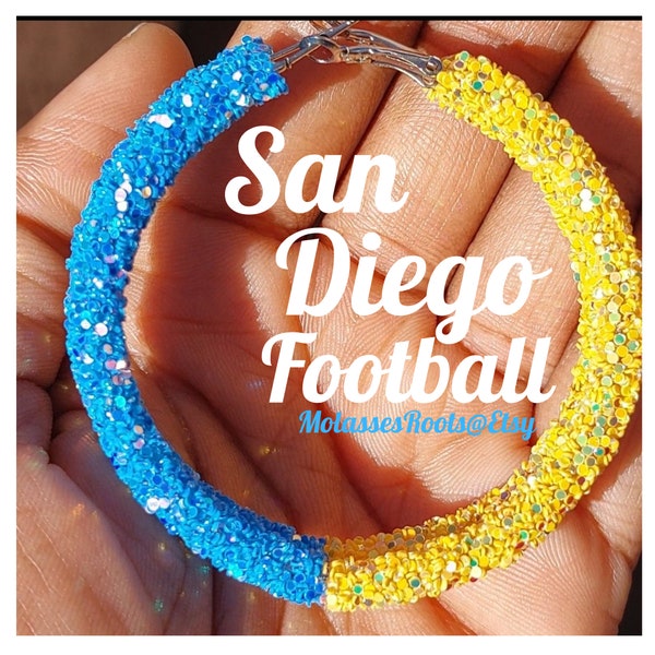 San Diego Football Lightweight "Sparkle" Hoop Earrings!! Custom Earrings!!!