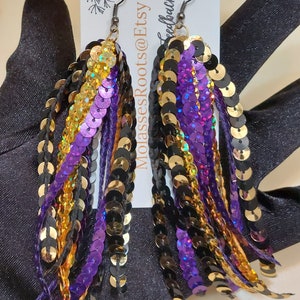 Baltimore Football &quot;Team Color Inspired&quot; Lightweight Sparkle Sequin Earrings! NOW IN STOCK!!!