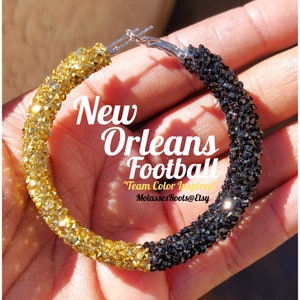 New Orleans Lightweight Football Sparkle Hoop Earrings!!!