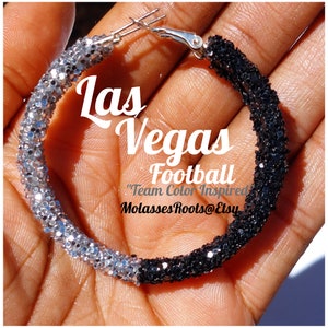 Las Vegas Football &quot;Team Color Inspired&quot; Lightweight Sparkle Hoop Earrings!!! Extremely Lightweight!!!
