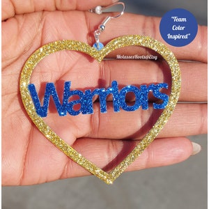 NEW!!! Golden State &quot;Team Color Inspired&quot; Lightweight Custom Sparkle Hoop Earrings!!! Team Love!! NOW In STOCK!!!
