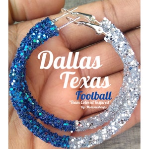 Dallas Texas Football Lightweight Sparkle Hoop Earrings!! NEW CUSTOM ITEM!!!