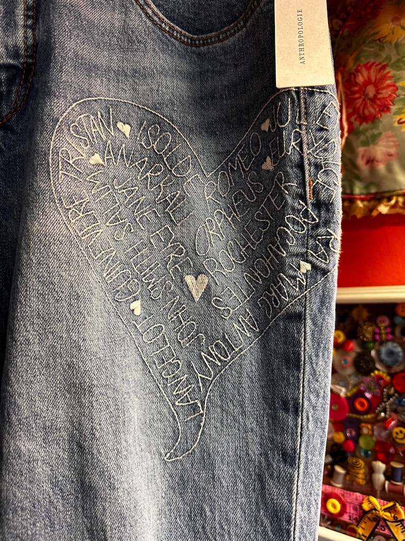 Anthropologie Jeans! Slim Size 29” waist! Tags! Patches! Embroidery!! Doily! 37” length! 27” inseam! image 5