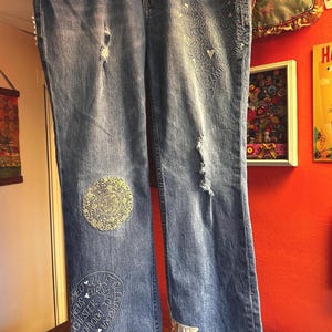 Anthropologie Jeans! Slim Size 29” waist! Tags! Patches! Embroidery!! Doily! 37” length! 27” inseam! image 2
