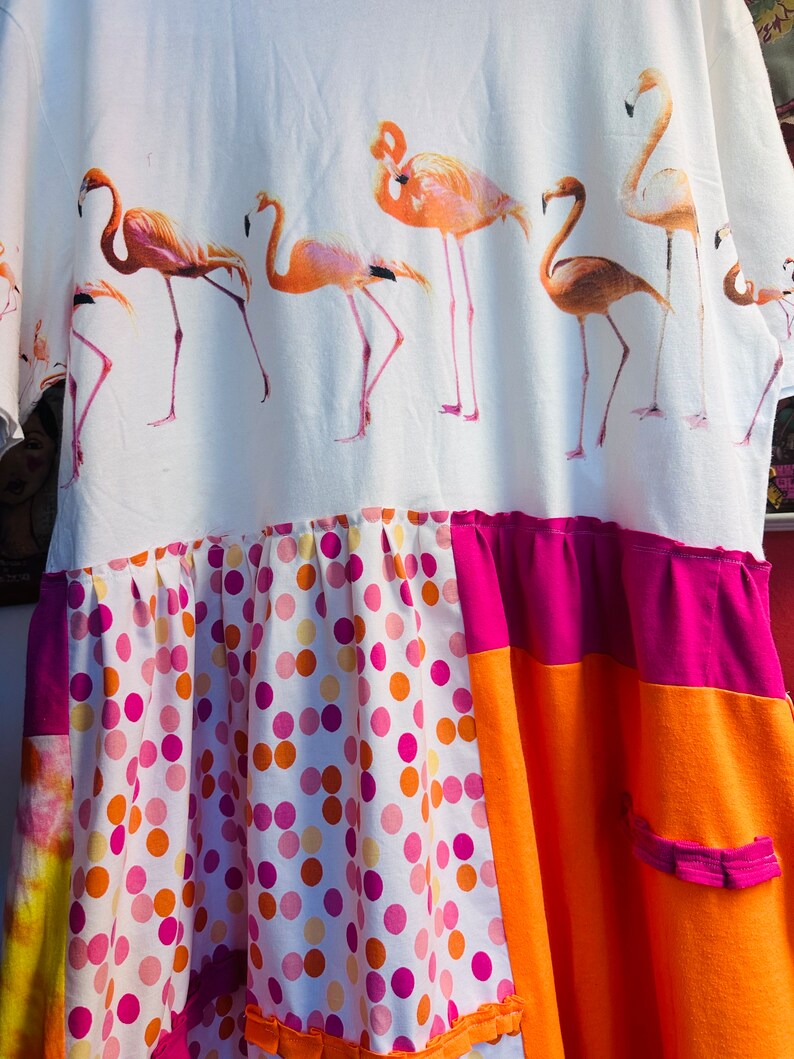 (4P.PACK) Flamingo Embroidered Oversized Shirt Maxi Dress in White