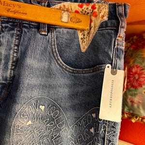Anthropologie Jeans! Slim Size 29” waist! Tags! Patches! Embroidery!! Doily! 37” length! 27” inseam! image 8