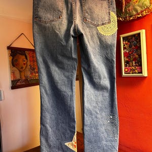 Anthropologie Jeans! Slim Size 29” waist! Tags! Patches! Embroidery!! Doily! 37” length! 27” inseam! image 10