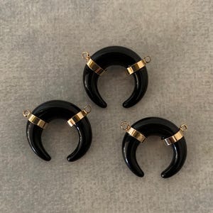 3 black crescent horn pendant, crescent moon charm, crescent moon charm bulk, crescent charm, moon charm, charm moon, gothic charms, moons