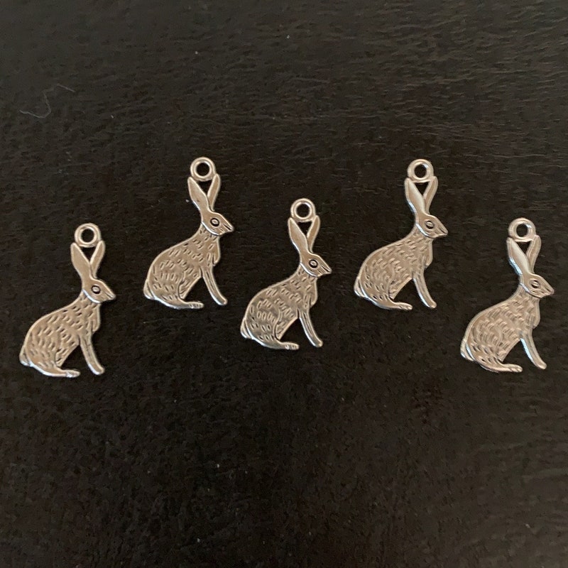 Silver Bunny Charm - Etsy