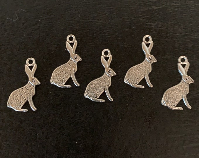 Sterling Silver Enamel Rabbit Charm Pendant, Bunny Bracelet, Hare ...