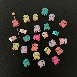 25 random mix octopus beads, beads octopus, octopus, octopus craft, clay beads, polymer beads, clay beads for bracelets, beads for necklace