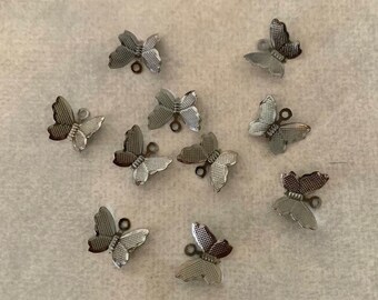10 gunmetal butterfly charms, metal charms, butterfly charm, butterfly charm bulk, gunmetal charms, dainty butterfly, gunmetal jewelry