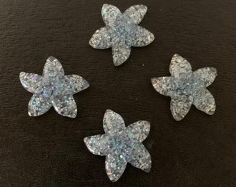 4 glittery resin starfish flats, resin starfish, large starfish, cabochon stars, beach cabochon, ocean cabochon, starfish, star fish, stars