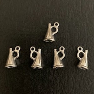 5 megaphone charms, megaphone charm, megaphone pendant, cheer megaphone, cheer charm, cheerleader charm, silver megaphone, sports megaphone