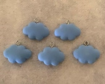 5 blue cloud charms, cloud charm, cloud charms, cloud jewelry, cloud pendant, sky charm, weather charms, blue clouds, cloud 9, cloud blue