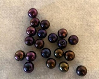 36pc Mother of Pearl MOP Beads; Dark Purple 18mm Flat Oval Beads; CLEARANCE