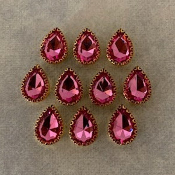 10 pink teardrop bead flats, pink teardrop cabochon, teardrop cabochons, teardrop cabochon, bead cabochon, pink cabachon, teardrop beads