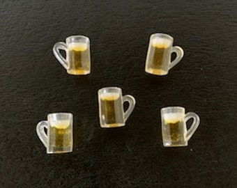 5 mini beer mug charm, beer mug charms, beer charms, beer charm, beer pendant, beer jewelry, alcohol charms, beer mug pendant, alcohol, beer