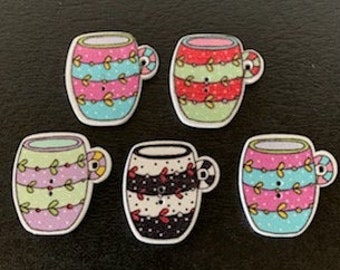 5 random mix mug buttons, coffee mug bulk, coffee cup button, cup button, cup buttons, drinking mug, breakfast mug, button mug, beverage mug