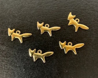 5 gold/silver fox charms, fox charms, metal charms, charm bracelet, gold fox charm, charm fox, silver fox, fox charm pack, fox jewelry, fox