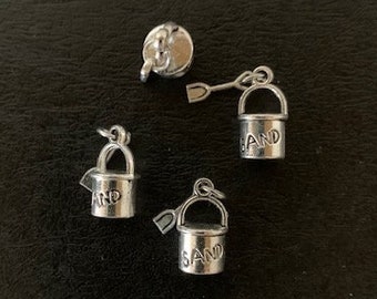 4 bucket charms, bucket charm, beach charms, beach charm, vacation charm, charm pack, charms pack, charms bulk, charms for necklaces, charms