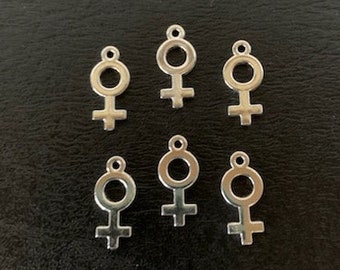 6 small male/female symbols, male charms, female charms, female symbol, female symbol charm, gender charms, male symbol, male symbol charms