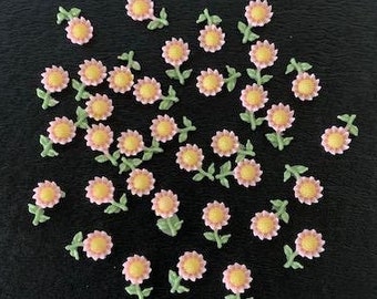35 tiny pink flower flats, tiny flowers, mini flowers, flower cabochon, flower flat back, flowers, cabochon flowers, cabachons, miniatures