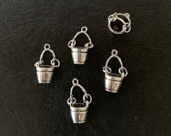 5 bucket charms, bucket charm, beach charms, beach charm, vacation charm, charm pack, charms pack, charms bulk, charms for necklaces, charms