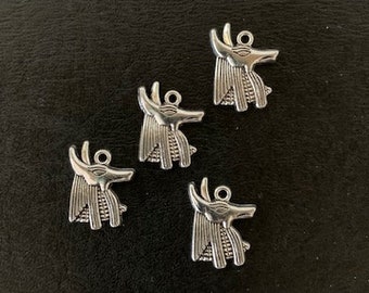 4 Anubis charms, Anubis charm, Anubis pendant, Egypt charm, Egypt jewelry, Egypt pendant, Egyptian charm, Egyptian jewelry, Egyptian pendant
