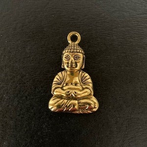 1 gold buddha pendant, buddha pendant, buddha jewelry, buddha charms, gold buddha charm, two sided charm, gold buddha pendant, gold bueeha