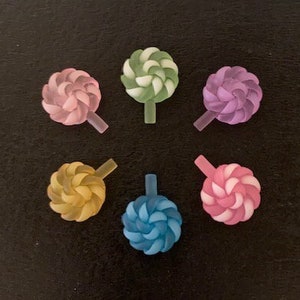 6 fake mini lollipops, fake lollipops, miniature lollipop, suckers, dollhouse candy, miniature candy, lollipops, fake candy, dollhouse food