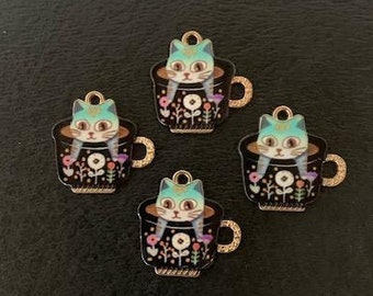 Cat in Teacup Charms, Cat in Teacup, China Cups, Teacup Charm