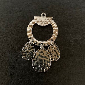 1 silver dangle pendant, silver pendant, hammered pendant, dangle pendant, large silver pendant, large pendant, pendant silver, diy pendant