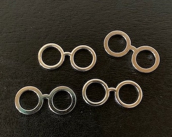 4 glasses charms, metal charms, charm bracelet, glasses charm, glasses pendant, silver glasses, eye glass charm, eye glasses charm, glasses