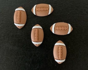 5 football cabochons, football cabochon, football flatback, football flats, brown football charm, football crafts, cabochon football, sports