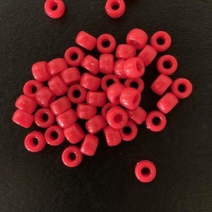 50 red pony beads, pony beads, bulk pony beads, pony beads bulk, red beads, craft beads, bulk beads, beads bulk, beads bundle, bead bulk