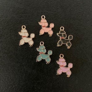 5 random mix poodle charms, poodle charm, poodle pendant, poodle jewelry, dog charm, dog pendant, dog pendent, dog jewelry, poodle gifts