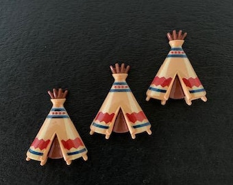 3 teepee cabochons, teepees, indian teepees, native decor, miniature teepees, indian decor, thanksgiving crafts, indian tent, tipi tent