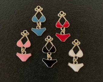 5 bikini charms, swim charm, beach charms, ocean charms, ocean charm gold, charms bulk, gold charms, charm for necklaces, charm for bracelet