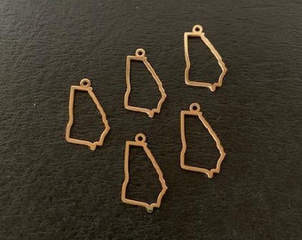 5 gold Georgia charms, Georgia charm, Georgia pendant, Georgia, Georgia state, state charms, charms states, gold state charm, state charm
