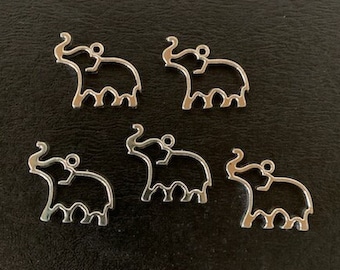 5 elephant charms, metal charms, charm elephant, elephant charm, elephant charm bulk, elephant pendant, elephant jewelry, silver elephant