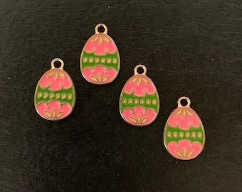 4 easter egg charms, easter egg charms bulk, easter charms, easter charm packs, egg charm, enamel charm, enamel charms, charm pack, charms