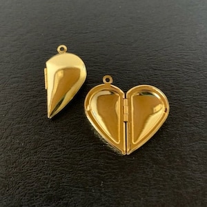 2 gold/silver half heart lockets, heart locket, heart locket gold, heart locket silver, half heart pendant, locket heart, gold heart locket