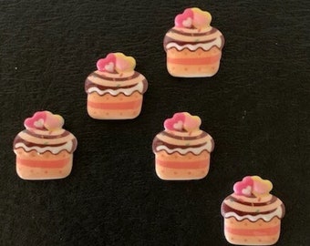 5 cupcake cabochons, cupcake cabochon, chocolate cabochon, food cabochon, food cabachon, dollhouse miniatures, cabochon charm, cabochons lot