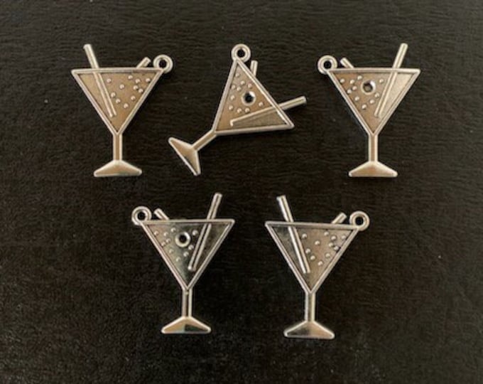 5 Large Martini Glass Charms, Martini Glass Charm, Martini Charm, Drink ...